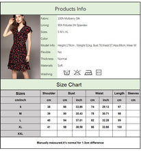 Load image into Gallery viewer, 100% Natural Silk Women&#39;s Dresses V Neck Short Sleeves Ruffles Printed Casual Dress Vestidos
