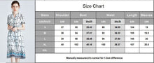 Load image into Gallery viewer, 100% Silk Women&#39;s Runway Dresses V Neck Short Sleeves Printed Sash Belt Split Fashion Casual Designer Dresses
