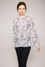 Muatkan imej ke dalam penonton Galeri, 100% Silk Women&#39;s Shirt O Neck Long Sleeves Printed Loose Design Fashion Casual Blouse Shirt
