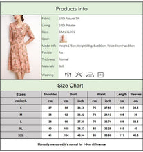 Load image into Gallery viewer, 100% Natural Silk Women&#39;s Dresses Sexy V Neck 3/4 Sleeves Floral Printed Edible Three Fungus Fashion Dress
