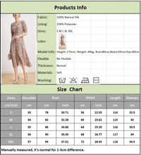 Load image into Gallery viewer, 100% Natural Silk Women&#39;s Dresses Sexy V Neck Short Sleeves Zipper Back Printed Elastic Waist Fashion Summer Dress
