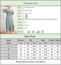 Muatkan imej ke dalam penonton Galeri, 100% Natural Silk Women&#39;s Dresses Sexy V Neck Short Sleeves Ruffles Printed Mid Holiday Dress Summer Vestidos
