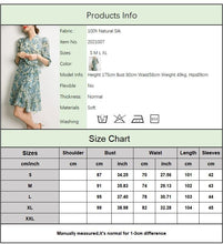 Load image into Gallery viewer, 100% Natural Silk Women&#39;s Dresses Sexy V Neck 3/4 Sleeves Ruffles Lace Up Printed Fashion High Street Dress
