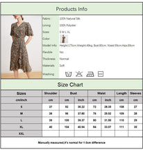 Load image into Gallery viewer, 100% Silk Women&#39;s Dresses Sexy V Neck Short Sleeves Asymmetrical Printed Ruffles Fashion Dress Vestidos
