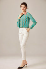 Muatkan imej ke dalam penonton Galeri, 100% Silk Women&#39;s Shirt Turn Down Collar Printed Long Sleeves Fashion Blouse Tops
