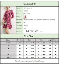 Load image into Gallery viewer, 100% Natural Silk Women&#39;s Dresses Sexy V Neck 3/4 Sleeves Lace Up Bow Printed Asymmetrical Ruffles Fashion Casual Dress Vestido
