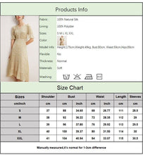 Load image into Gallery viewer, 100% Natural Silk Women&#39;s Dresses Sexy V Neck Short Sleeves Printed Lace Piping Fashion Dress Vestidos
