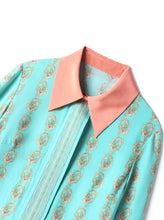 Muatkan imej ke dalam penonton Galeri, 100% Silk Women&#39;s Shirt Turn Down Collar Printed Long Sleeves Fashion Blouse Tops
