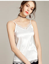 Muatkan imej ke dalam penonton Galeri, Summer Silk Tank Top V Neck Womens  Lace Crop Tops
